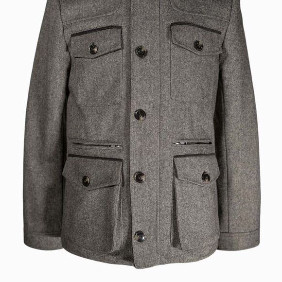 H&M Mens Jacket Gray Military Wool Blend Lined Coat Full Zip Pockets Small 36R - Picture 6 of 8